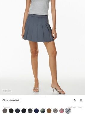 Aritzia Olive Micro Pleated Mini Skirt